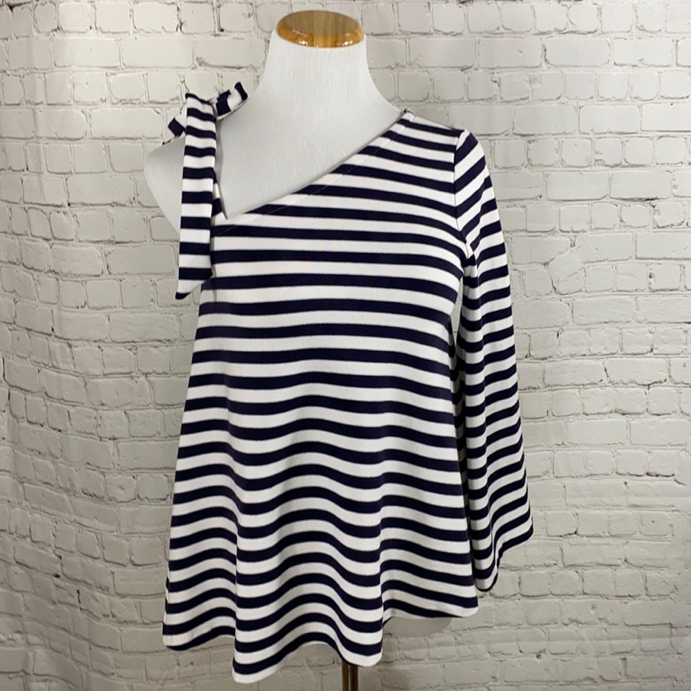 Club Monaco Striped One Shoulder Top